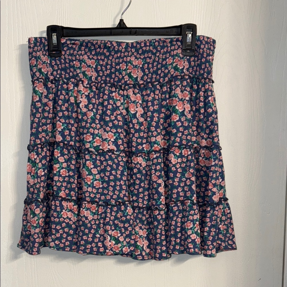 American Eagle Outfitters Navy and Pink Floral Mini Skirt - Picture 3 of 7